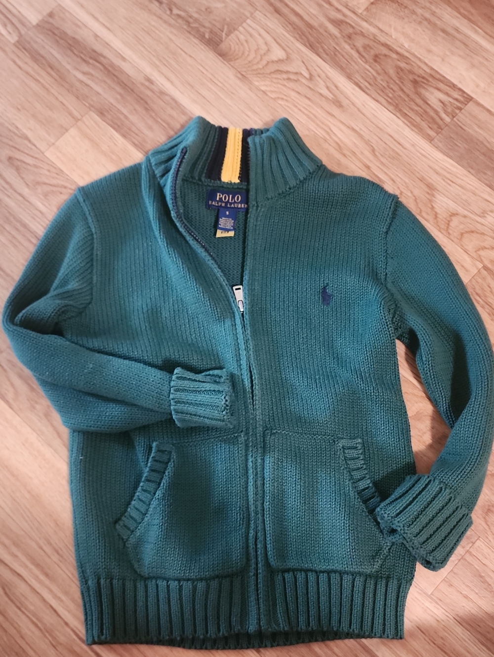 Polo by Ralph Lauren Teal Zip-Up Knit Sweater